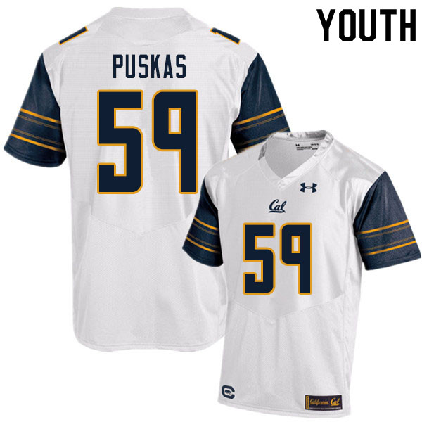 Youth #59 Ryan Puskas Cal Bears UA College Football Jerseys Sale-White